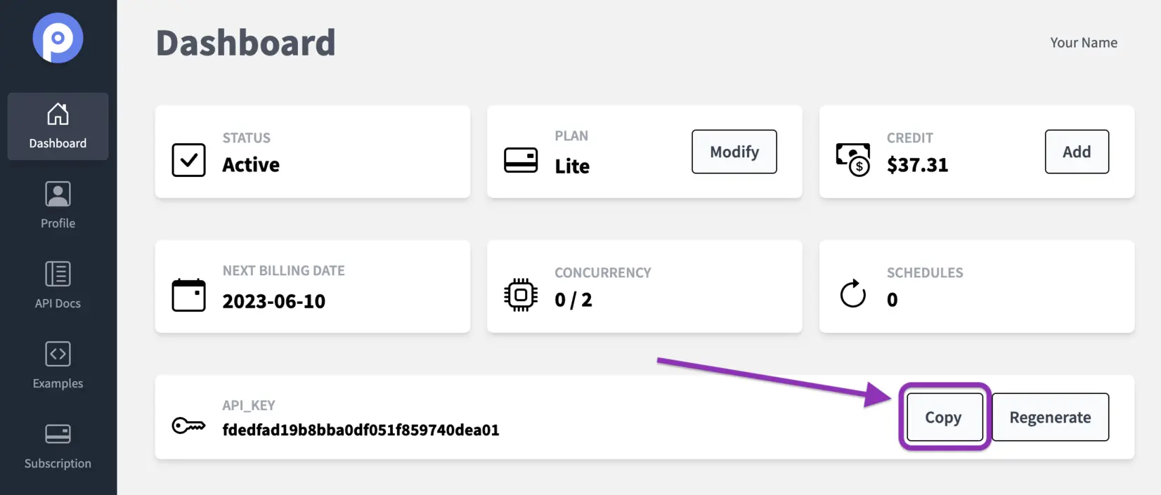 Page2API Dashboard