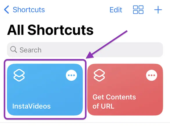 Edit shortcut