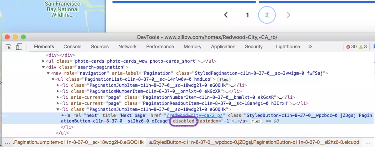 Zillow next page inactive